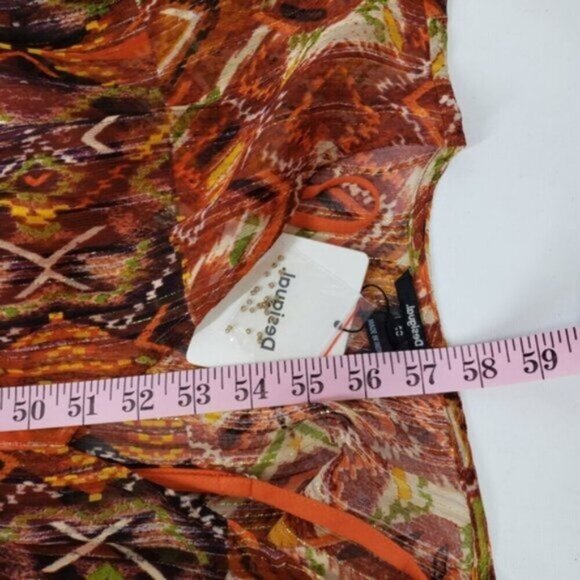 New Desigual Boho Women's Maxi Dress Gold Metallic Thread Sz 6 African Friez… - Picture 15 of 15